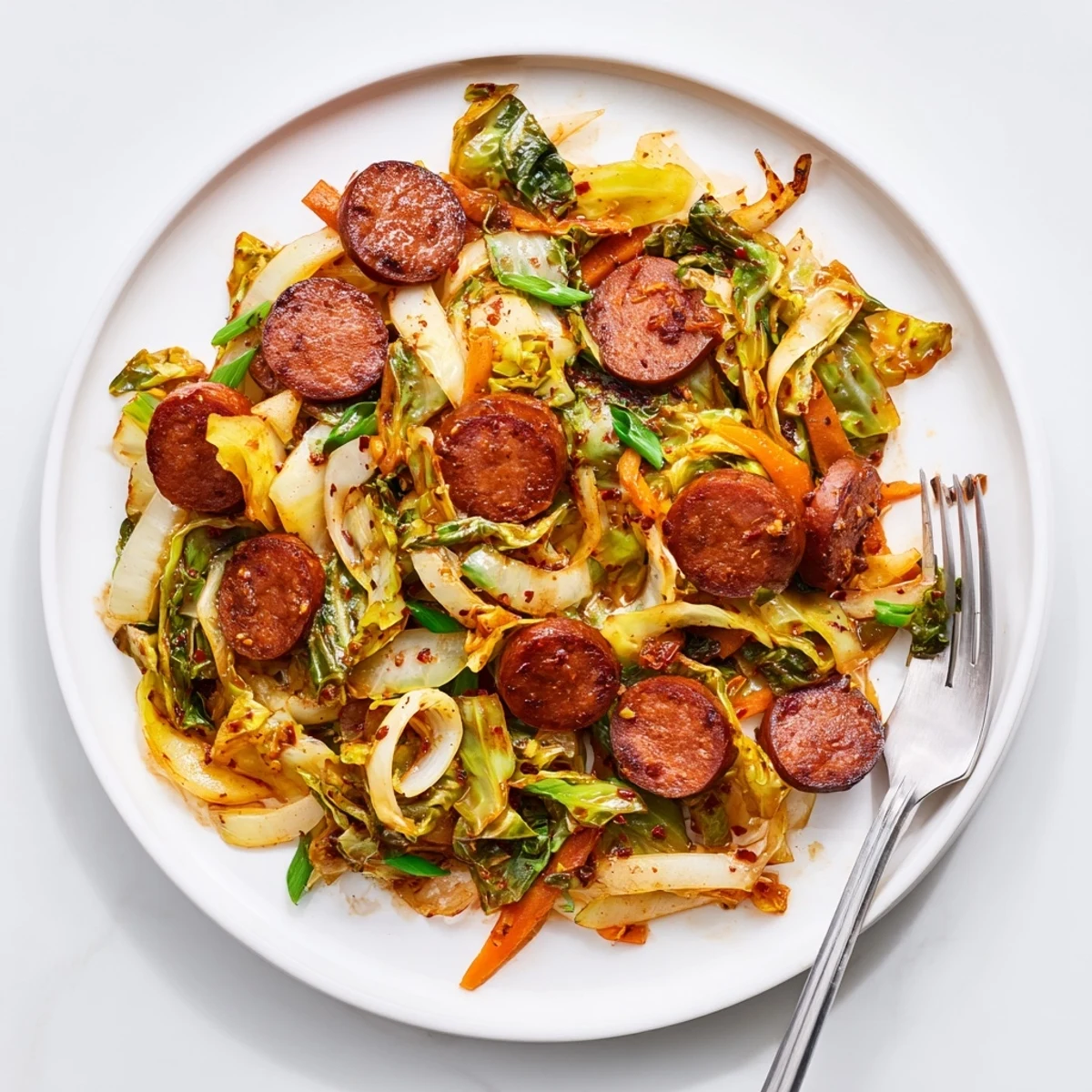 Schneller Kohl Wurst Pfanne