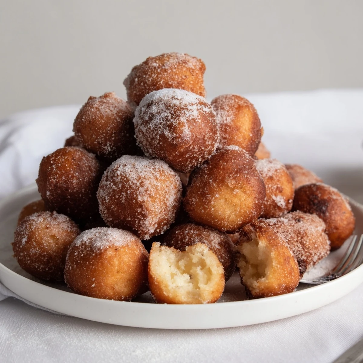 Köstliche Quark-Donut Löcher, perfekt zum Frühstück oder süßen Genuss.