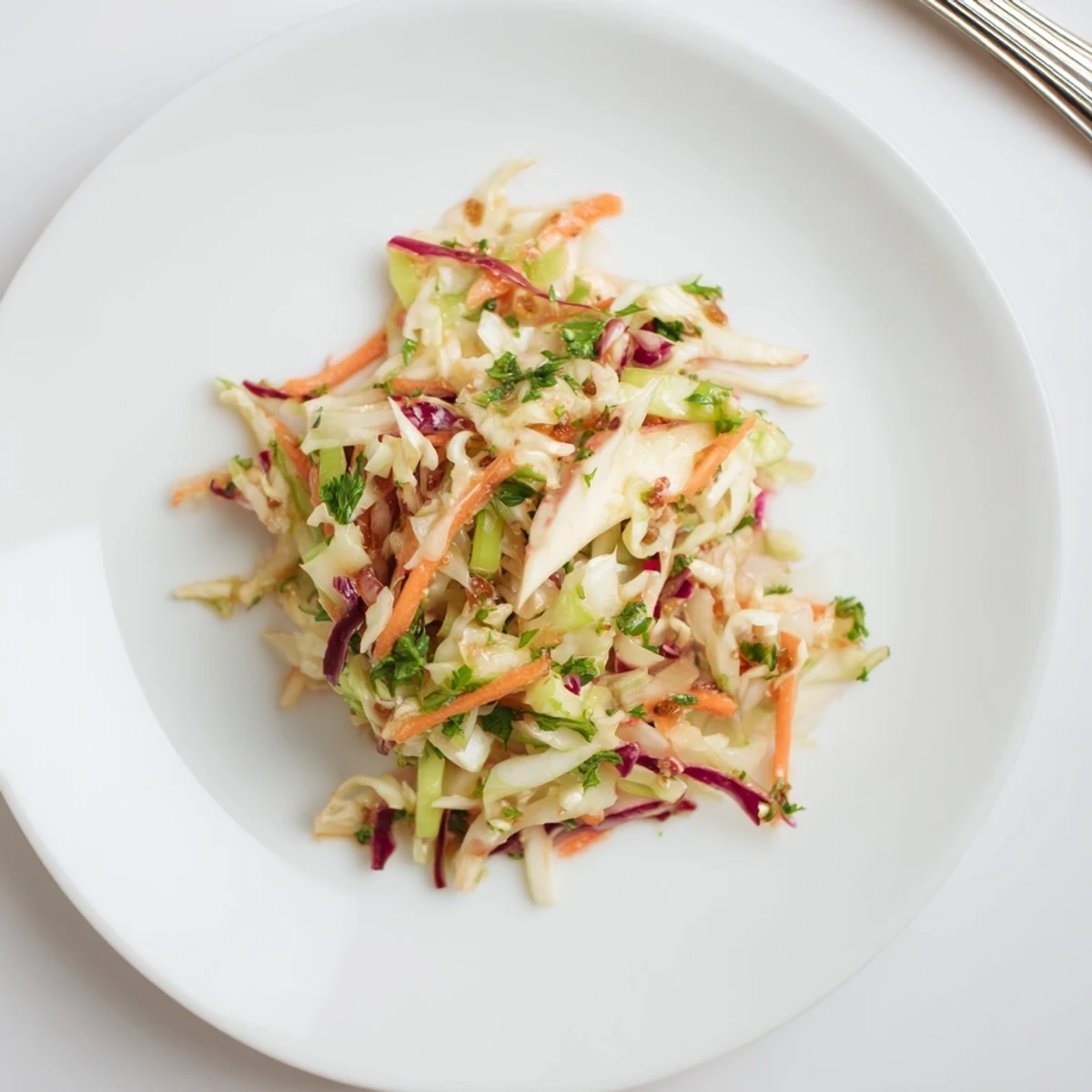 Crispy sauerkraut and apple slaw, colorful veggies tossed in tangy dressing.  
