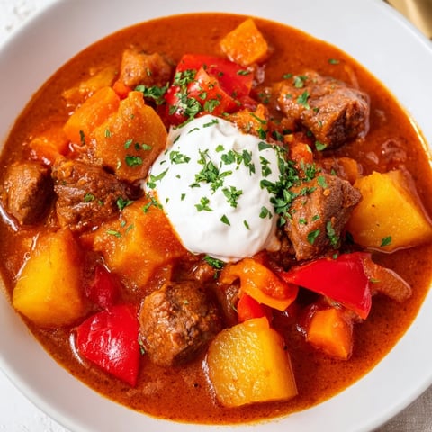 Rezeptbild: German One-Pot Goulash dampfend und herzhaft, ideal für kalte Tage.